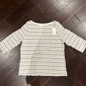A NEW DAY Women's Gray Stripe 3/4 Sleeve Boat Neck T-Shirt Blouse Size XL